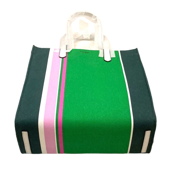 kate spade kitt conifer green large striped tote - Picture 4 of 7